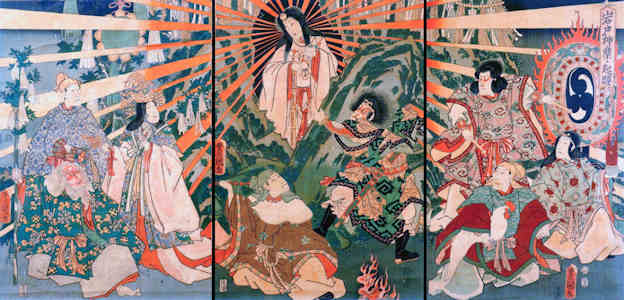Amaterasu sortant de la caverne par Utagawa Kunisada)